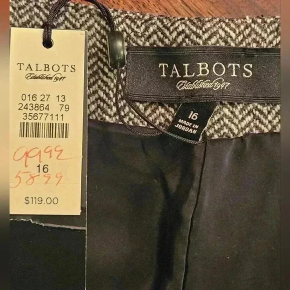 Talbots Womens High-Rise Flat Front Wide Leg Trouser Gray Tweed Sz 16 NWT - Picture 4 of 9
